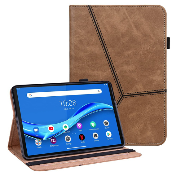 Husă pentru Lenovo Tab M10 Plus TB-X606F, Classic, cu spațiu pentru stylus, maro