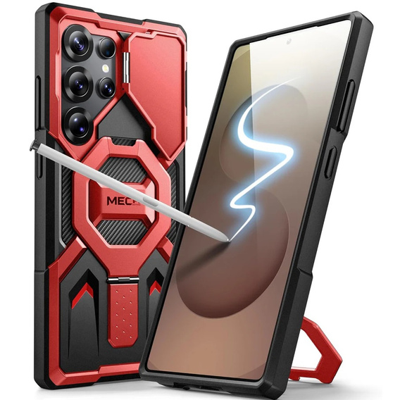 Husă pentru Samsung Galaxy S25 Ultra, seria Tongate MECH MagSafe, negru + sticlă temperată 9H