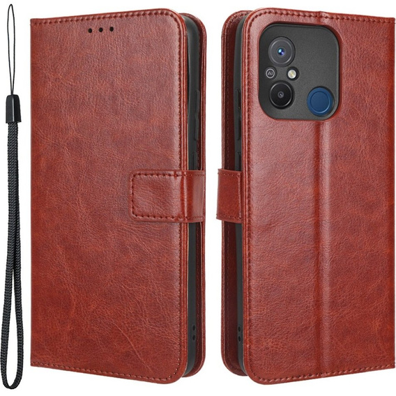 Cu clapetă pentru Xiaomi Redmi 12C, Crazy Horse Wallet, maro
