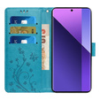 Cu clapetă pentru Xiaomi Redmi Note 13 Pro+, Butterfly, albastru