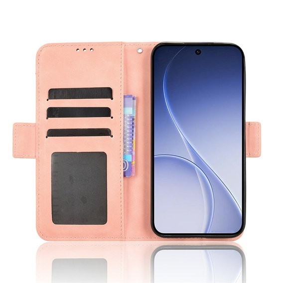 Husă cu slot pentru carduri pentru Oppo Reno 15, roz