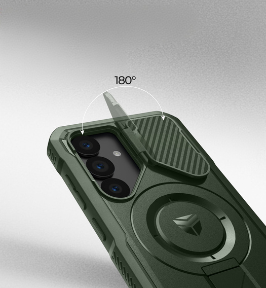 Husă blindată pentru Samsung Galaxy S25, Dexnor CamProtect MagSafe, verde (Două rame)