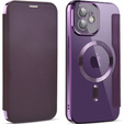 Cu clapetă pentru iPhone 12, RFID Wallet MagSafe CamShield, violet