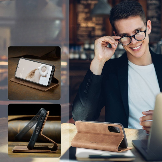 Husa CASEME pentru Samsung Galaxy S20 FE, Leather Wallet Case, maro