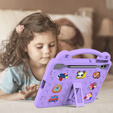 Husă pentru copii pentru Samsung Galaxy Tab S10+ Plus, Cute Patterns, cu suport, violet