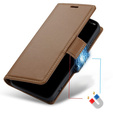 Husă pentru Motorola Moto G24 Power, ERBORD Glossy Litchi, portofel cu clapetă, maro