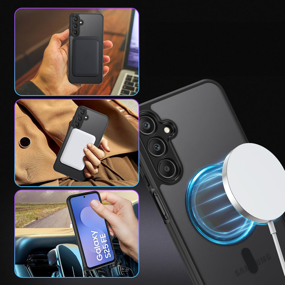 Husă pentru Samsung Galaxy S25 FE, pentru MagSafe, ERBORD Matt Case, negru