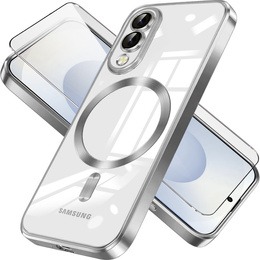 Husă pentru Samsung Galaxy S25 Edge, Electro MagSafe, de argint + Sticlă pentru ecran