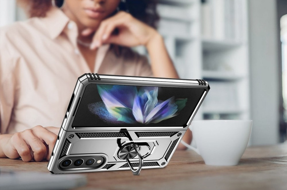 Husă blindată pentru Samsung Galaxy Z Fold 4 5G, Nox Case Ring, de argint