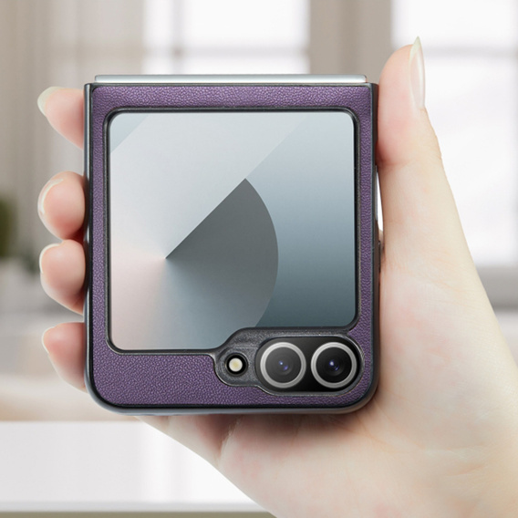 Husă pentru Samsung Galaxy Z Flip7 FE / Z Flip6, CASEME Litchi Leather, violet