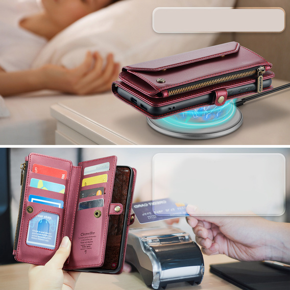 Husă din piele CASEME RFID pentru Samsung Galaxy S26 Ultra, roșie