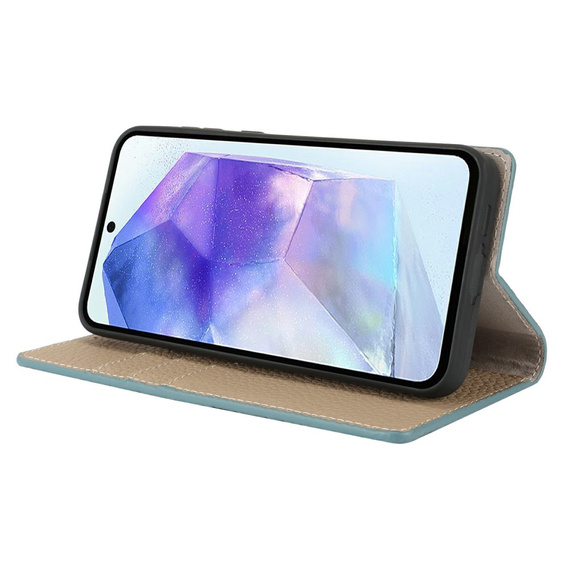 Cu clapetă pentru Samsung Galaxy S25, Litchi Skin Grain, albastru