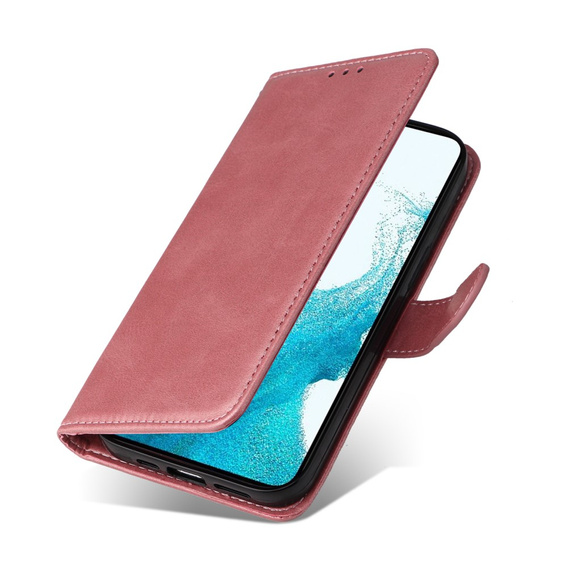 Cu clapetă pentru Samsung Galaxy A34 5G, Leather Wallet, roz rose gold