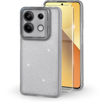 Carcasă pentru Xiaomi Redmi Note 13 Pro 5G, Glittery Powder, gri + sticlă călită 9H