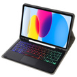 Husă cu tastatură bluetooth touchpad iluminată pentru iPad 10.9" 2022 (10 gen.), negru