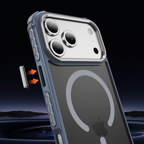 Carcasă Matt pentru iPhone 17 Pro Max, blindată, pentru MagSafe, fumurie cu margini gri