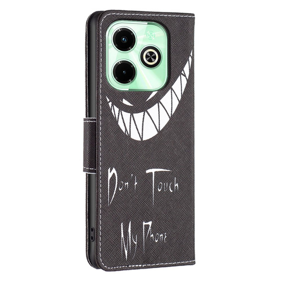 Cu clapetă pentru Infinix Hot 40i, Wallet, Don't Touch My Phone negru