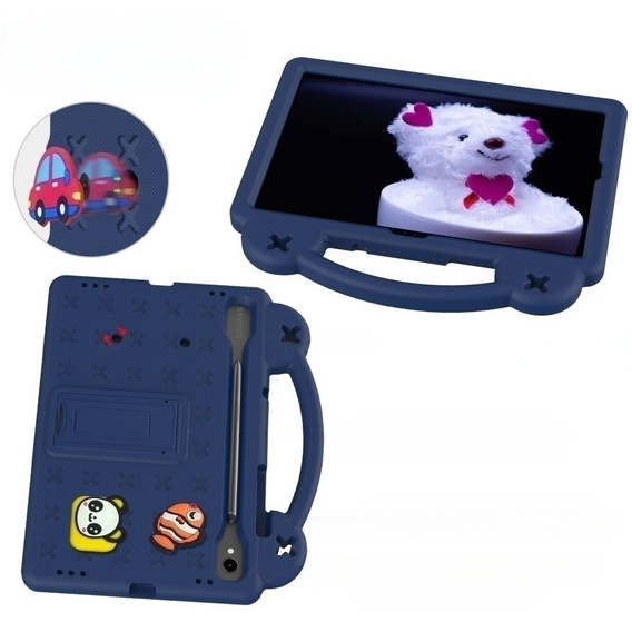 Husă pentru copii pentru Samsung Galaxy Tab S7/S8/S9, Cute Patterns, cu suport, albastru închis