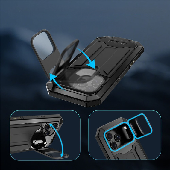 Carcasă blindată R-JUST cu protecție pentru ecran și suport pentru iPhone 17 Pro Max