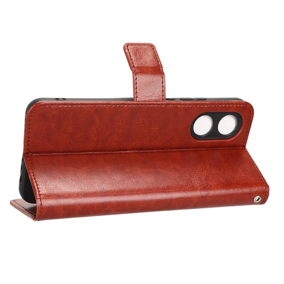 Cu clapetă pentru Oppo A17, Crazy Horse Wallet, maro