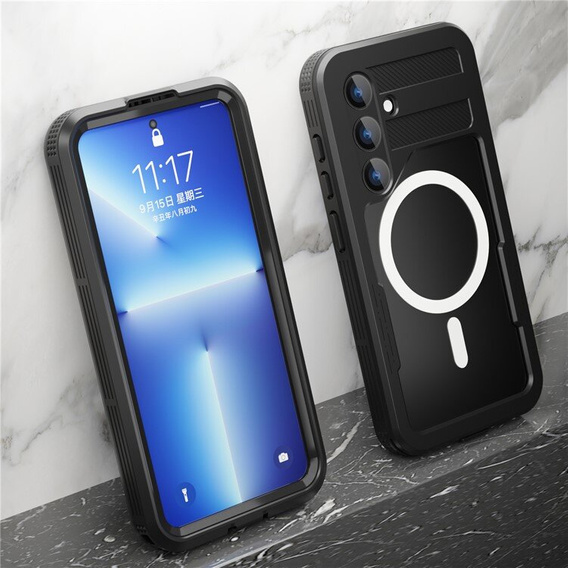Husă impermeabilă pentru Samsung Galaxy S24, Redpepper, pentru MagSafe, negru