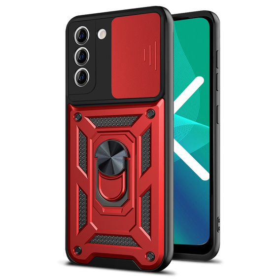 Husă blindată pentru Samsung Galaxy S22 Plus, CamShield Slide, roșu