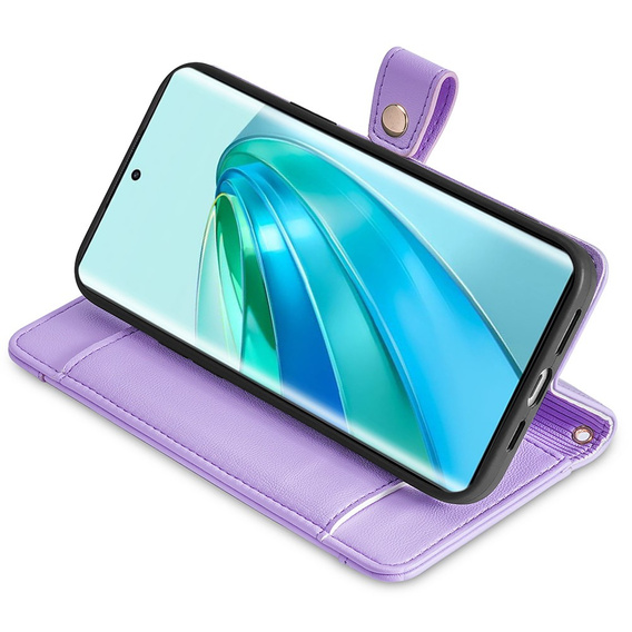 Cu clapetă pentru Honor Magic5 Lite, Wallet Zipper Pocket, violet