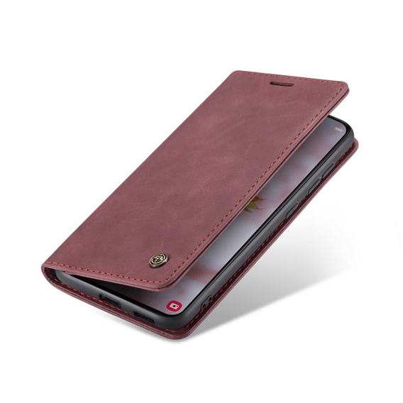 Husa CASEME pentru Samsung Galaxy S22 5G, Leather Wallet Case, roșu