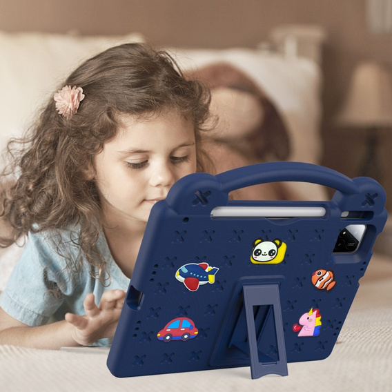 Husă pentru copii pentru Xiaomi Pad 7 / 7 Pro, Cute Patterns, cu suport, albastru închis