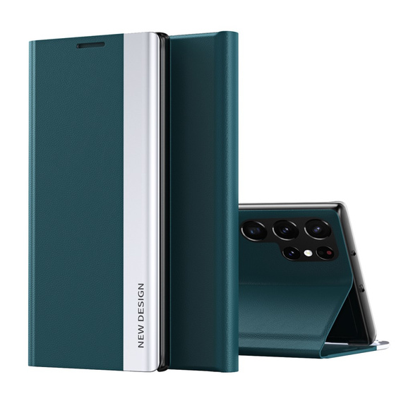 Cu clapetă pentru Samsung Galaxy S22 Ultra 5G, Side Magnetic, verde