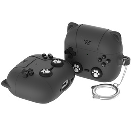 Husă din silicon cu motiv de labă de pisică cu inel pentru Apple AirPods Pro 3