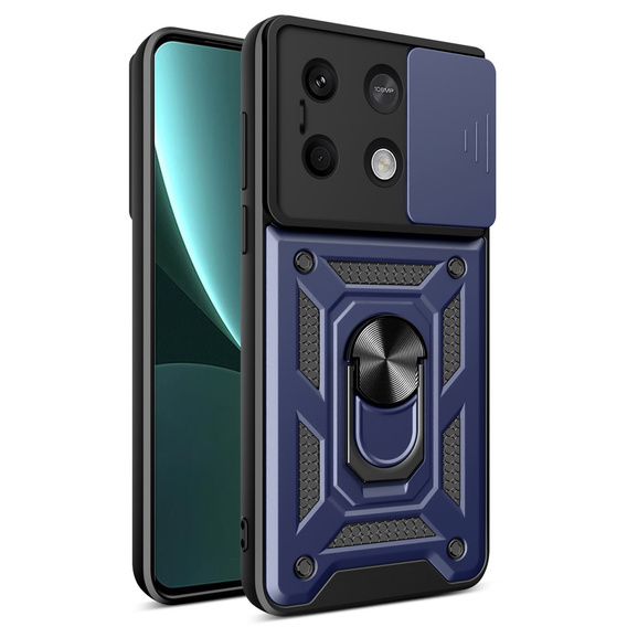 Husă blindată pentru Xiaomi Redmi Note 13 5G, CamShield Slide, albastru