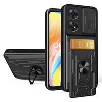 Husă blindată pentru Oppo A98 5G, Camera Slide Card Slot, negru