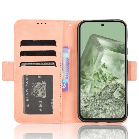 Cu clapetă pentru Google Pixel 8A, Card Slot, roz