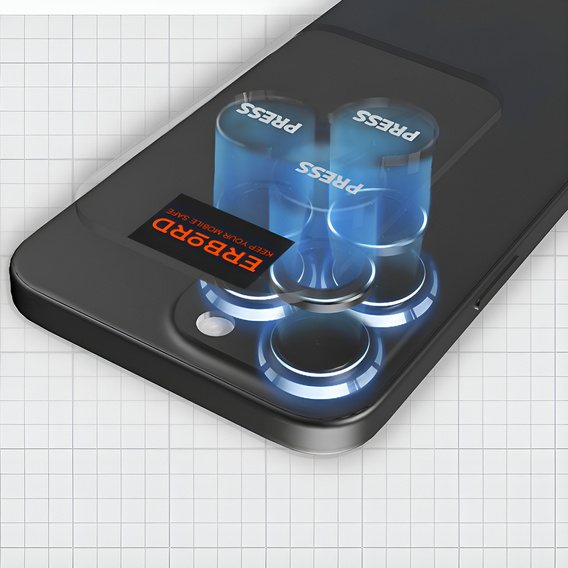 2x ERBORD OPTIK Pro sticlă călită pentru iPhone 16 Pro / 16 Pro Max camera foto, negru