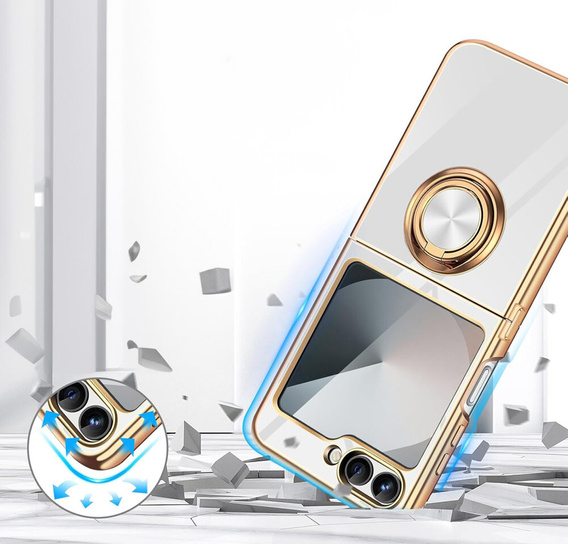 Huse pentru Samsung Galaxy Z Flip7 FE / Z Flip6, Electro Ring, alb