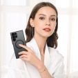 Husă din silicon pentru Samsung Galaxy S25 Ultra, cu protecție pentru cameră, transparent / negru + sticlă călită 9H