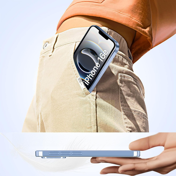 Husă pentru iPhone 16E, Electro MagSafe, albastru + Sticlă pentru ecran
