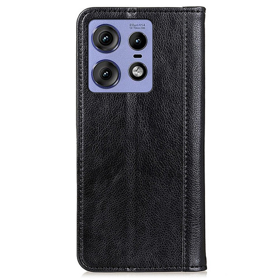 Husa cu clapetă pentru Motorola Edge 50 Pro, Split Leather, negru