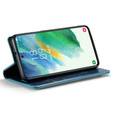 Carcasă flip CASEME pentru Samsung Galaxy S21 FE, Waxy Textured, albastru