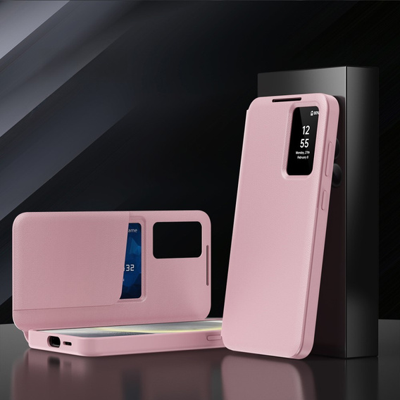 Husă cu clapetă pentru Samsung Galaxy S23 Ultra, Smart View Wallet, roz