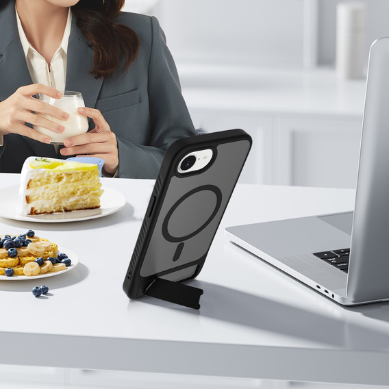 Husă pentru iPhone 16E, Kickstand Matt Case, pentru MagSafe, negru