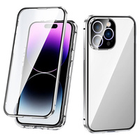 Husa pentru iPhone 16 Pro, Magnetic Dual Glass, de argint