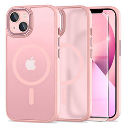 Husă pentru iPhone 13, pentru MagSafe, ERBORD Matt Case, roz + sticlă pentru ecran