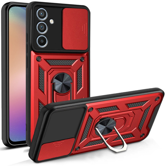 Husă blindată pentru Samsung Galaxy A54 5G, CamShield Slide, roșu