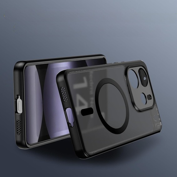 Husă pentru Xiaomi Redmi Note 14 4G, pentru MagSafe, ERBORD Matt Case, negru + sticlă pentru ecran