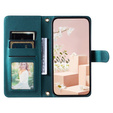 Husă cu clapetă pentru Samsung Galaxy S24 FE, Rhombus Crossbody Leather, verde închis