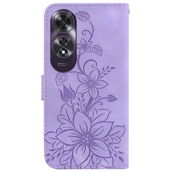 Cu clapetă pentru Oppo A60, Lily Flower, violet