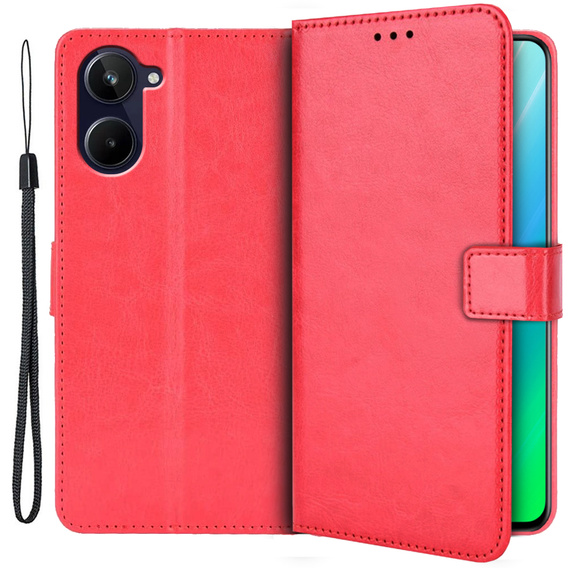 Husa cu clapetă pentru Realme 10 4G, Split Leather, roșu