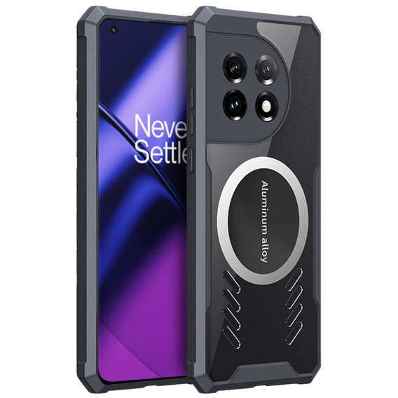 Carcasă pentru OnePlus 11 5G, cu placă magnetică, transparent / negru